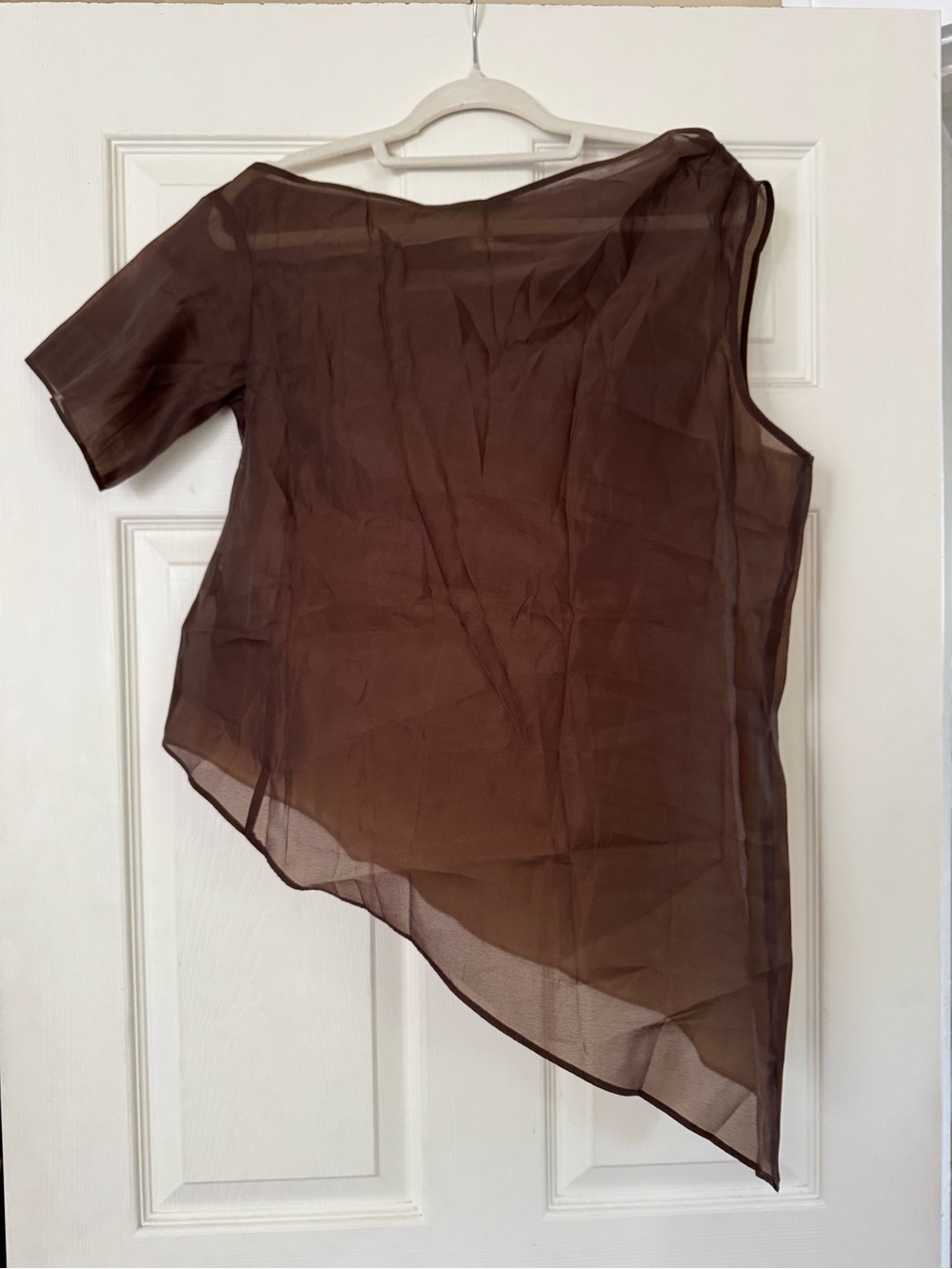 Topshop Organza Asymmetric Chocolate Brown Top